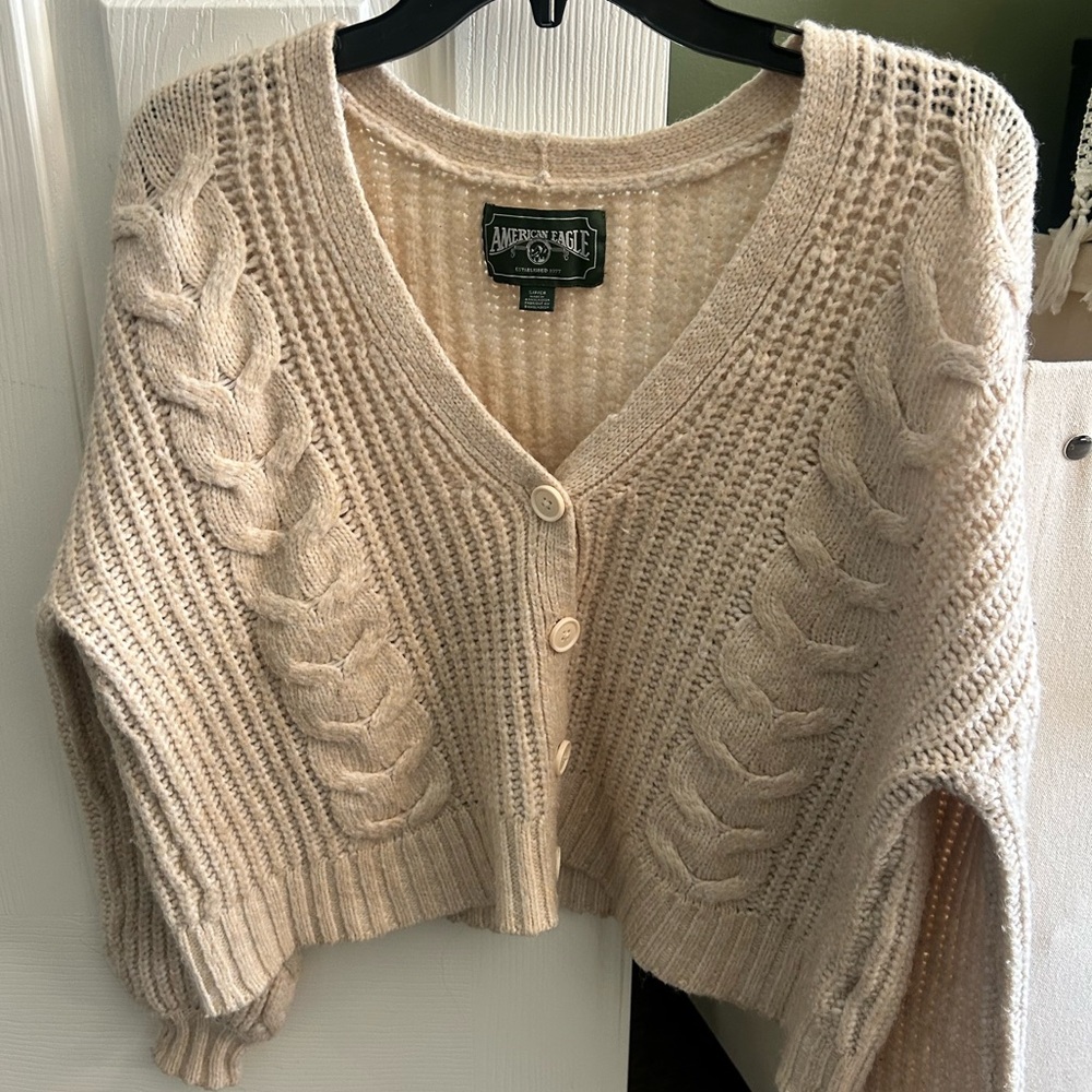 American Eagle Outfitters Vintage Beige Cable Knit Cardigan